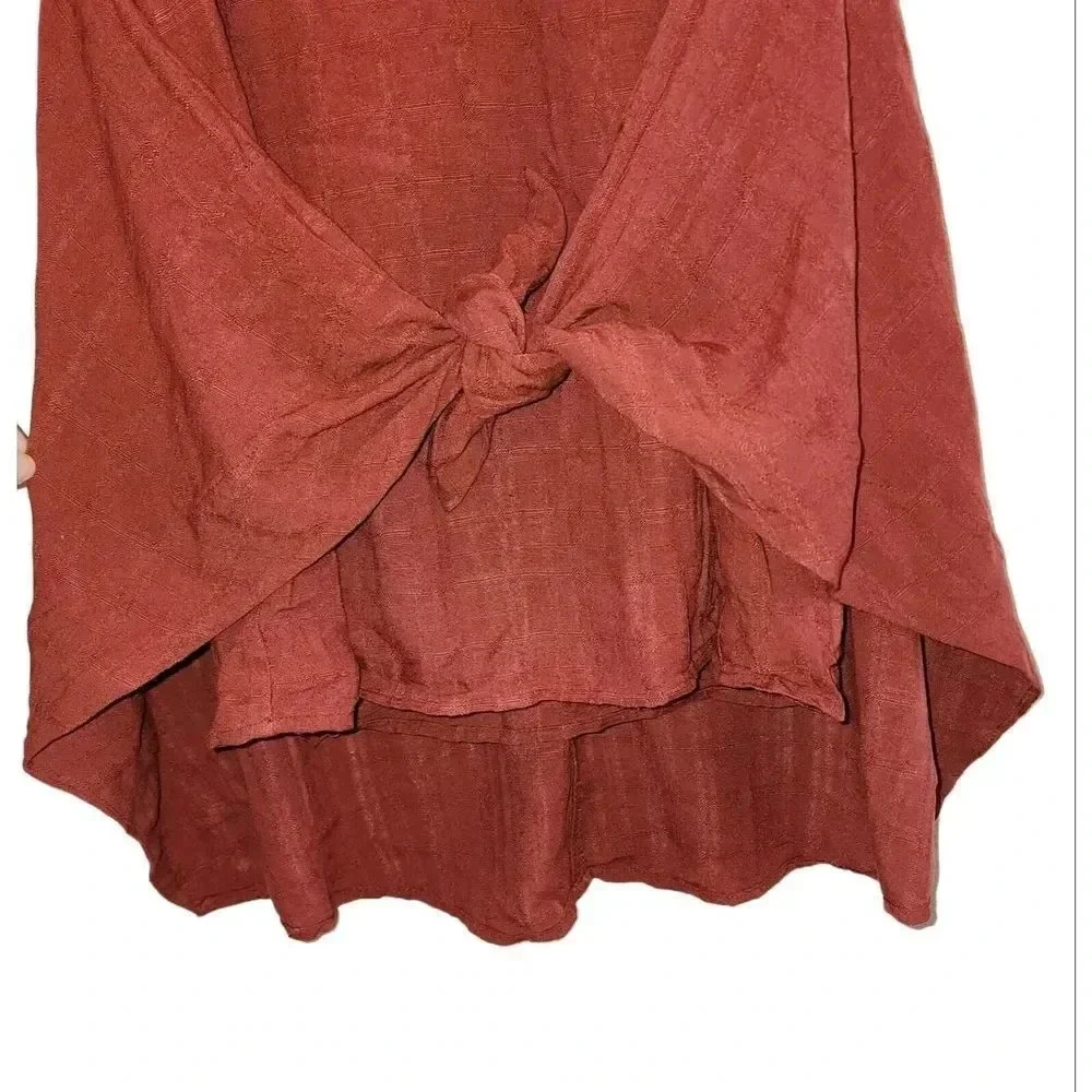 Anthropologie Maeve Tunic Shirt Dress Women Size 0 Burnt Rust Orange Long Sleeve